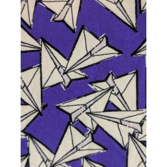 Lularoe Womens Leggings One Size Paper Airplane Print Purple & White Soft Stretc - Picture 2 of 3